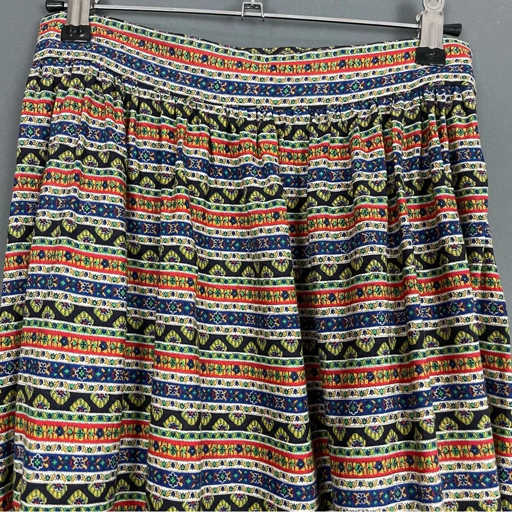 Vintage Maxi Skirt‎ Striped Handmade Floral A-Line Prairie Modest Retro Unique